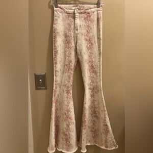 Peach Love California Pink and Cream Snakeskin Flare Pants